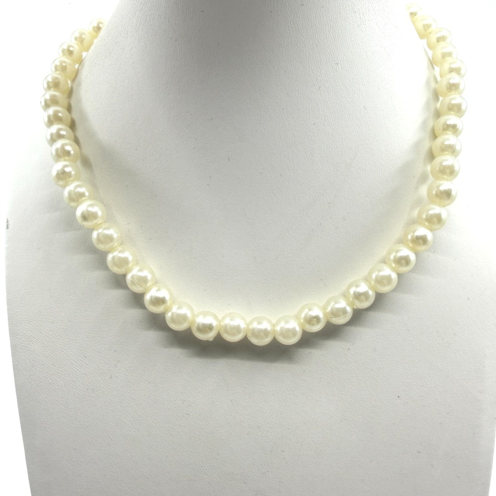 Classic Cream Faux Pearl Statement Necklace Elegant Wedding Prom Jewelry Gift